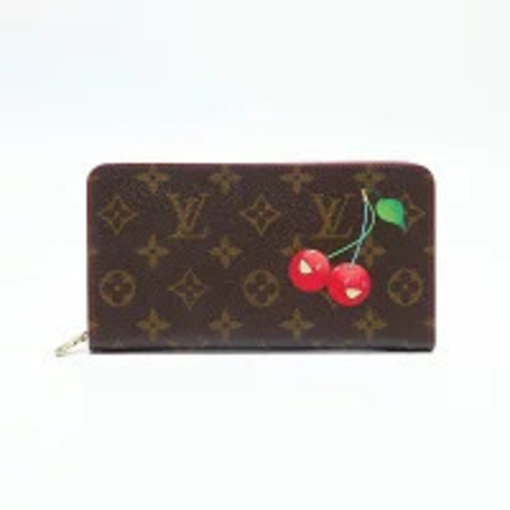 Louis Vuitton Monogram Takashi Murakami Cherry Red Long Wallet Brown